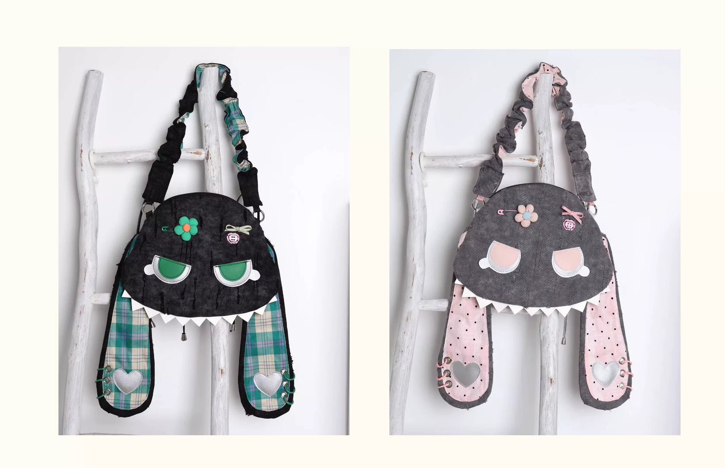 Grunge Plaid Bunny Crossbody Bag | Bag | Three Fleas