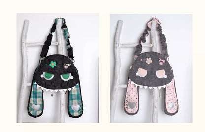 Grunge Plaid Bunny Crossbody Bag | Bag | Three Fleas