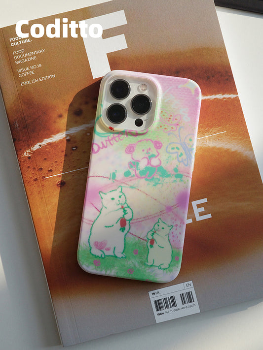 Sketch Eat Carrot Cat Pink Phone Case