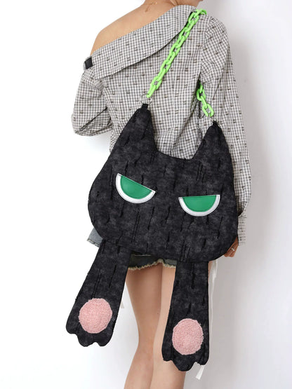 Grumpy Black Cat Convertible Backpack | Bag | Three Fleas