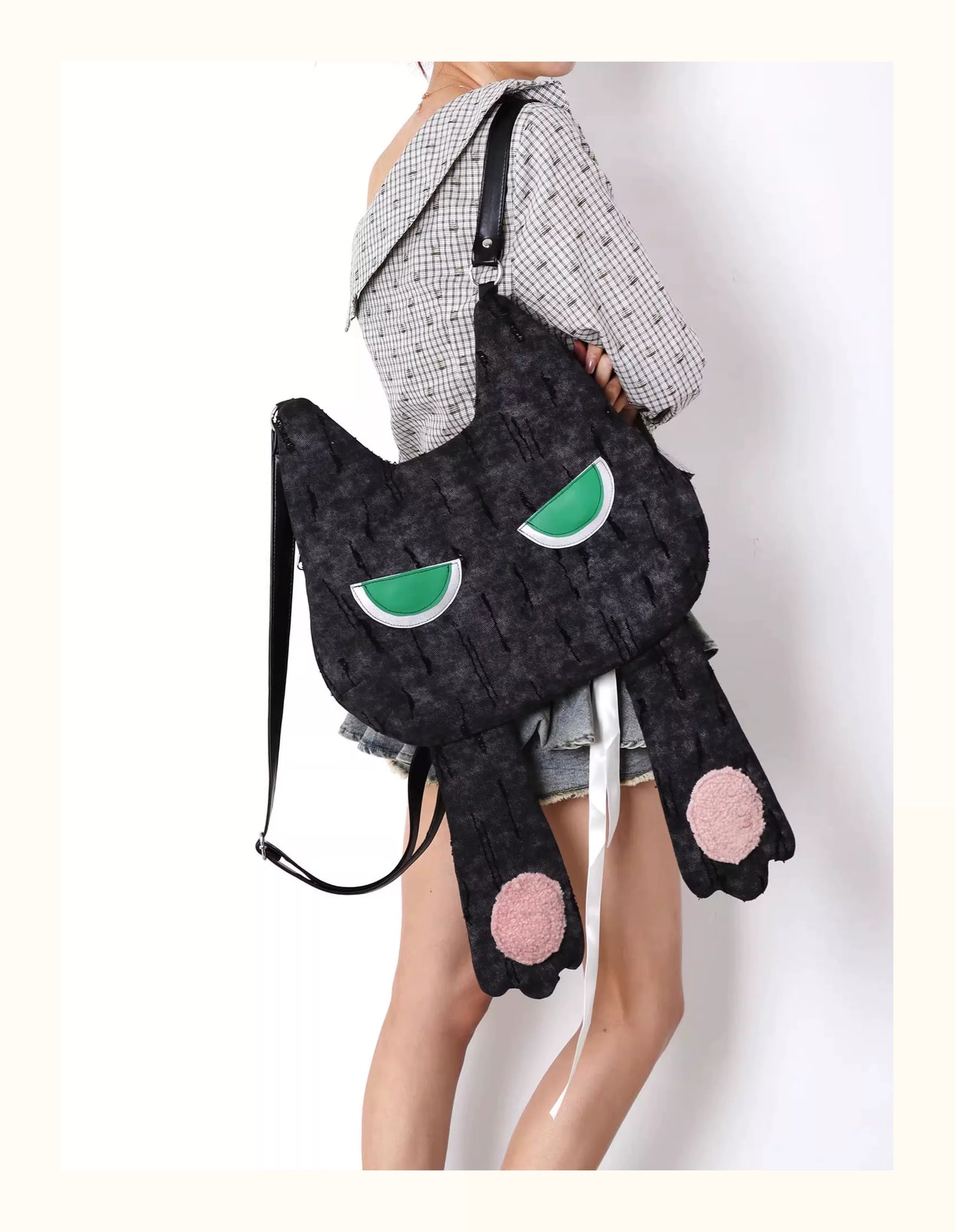 Grumpy Black Cat Convertible Backpack | Bag | Three Fleas