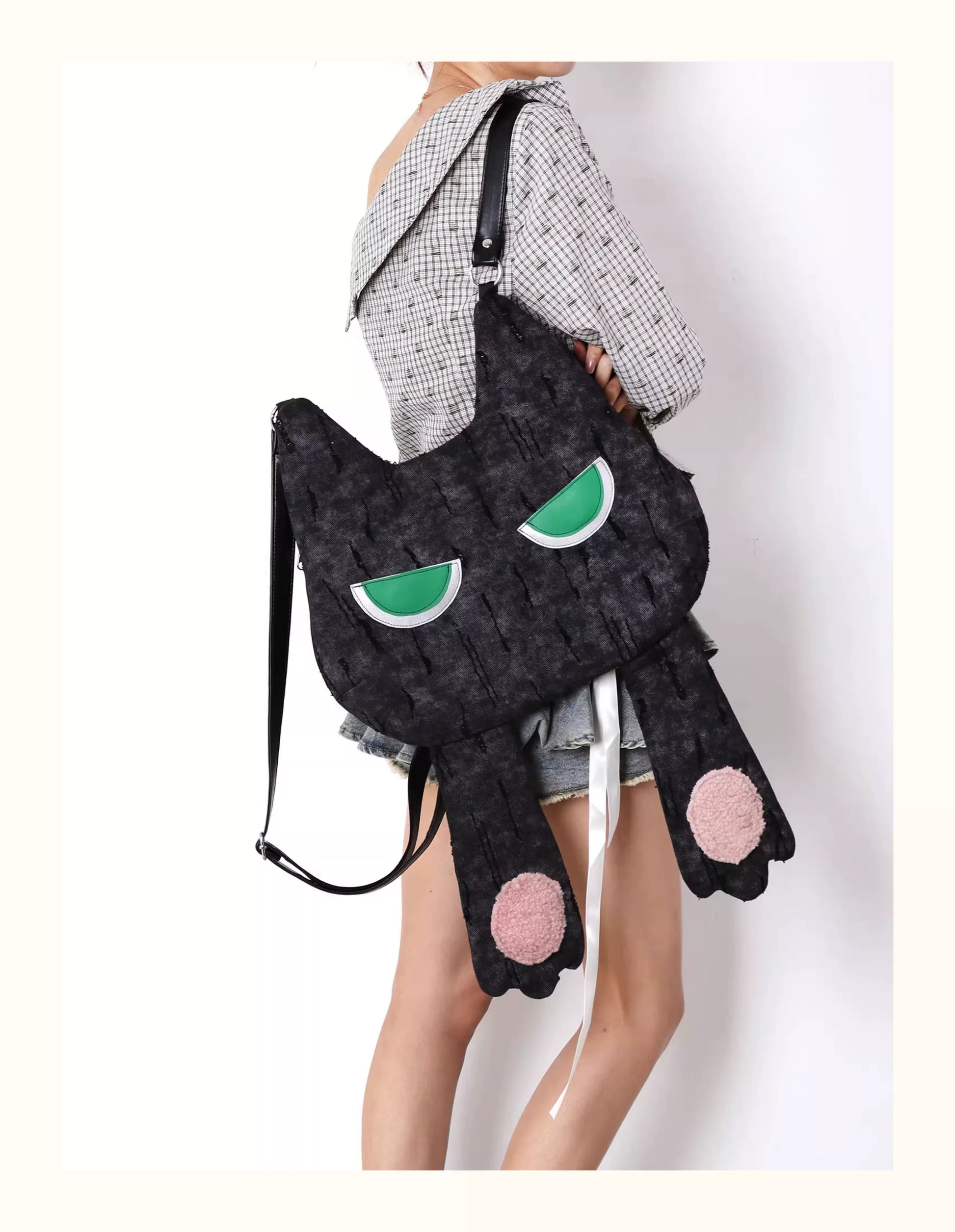 Grumpy Black Cat Convertible Backpack | Bag | Three Fleas