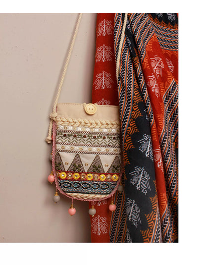 Boho Geometric Embroidered Crossbody Bag