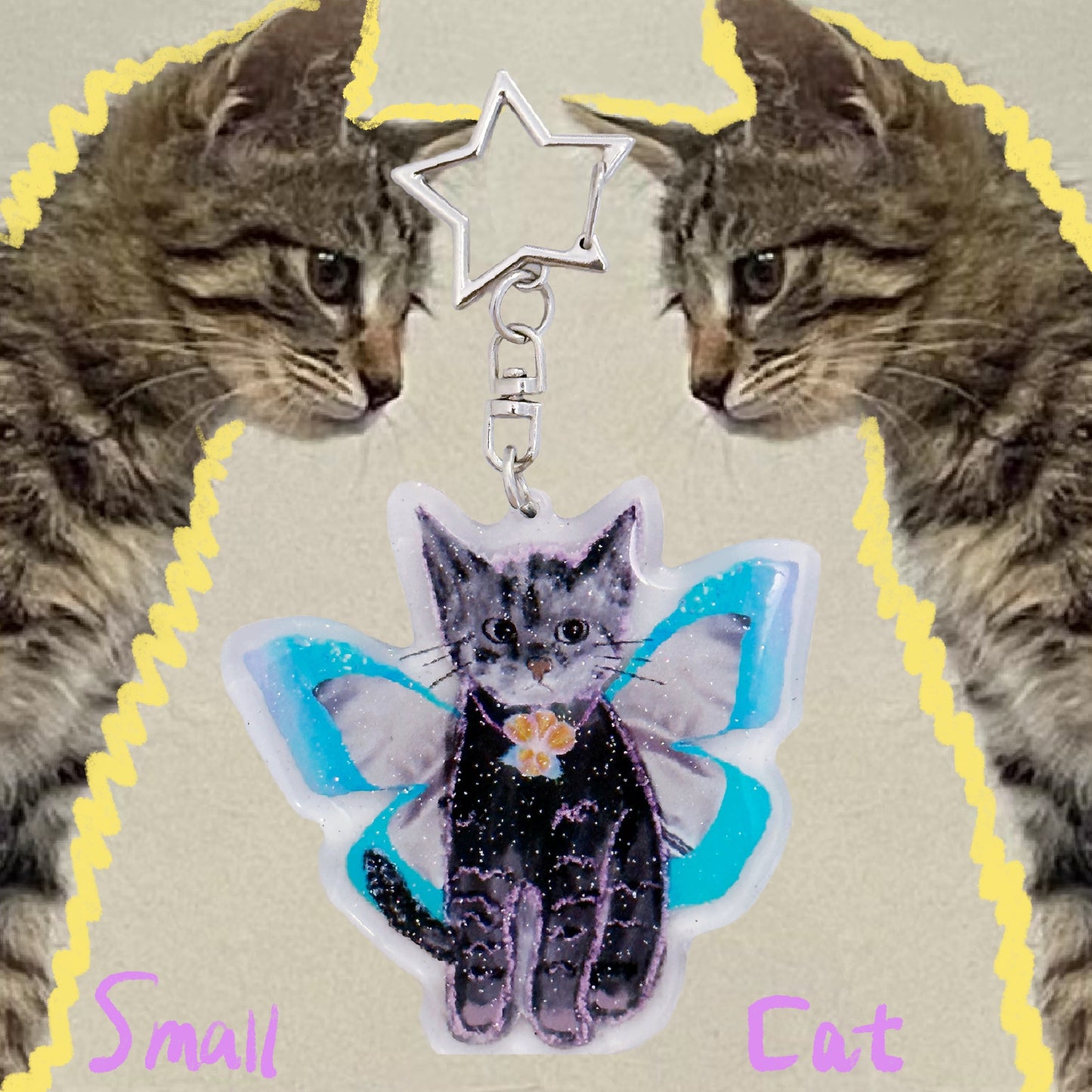 Glitter Butterfly Cat Charm