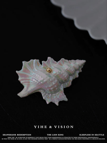 Handmade Ceramic Conch Brooch