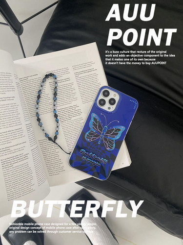 Blue Butterfly Print Phone Case