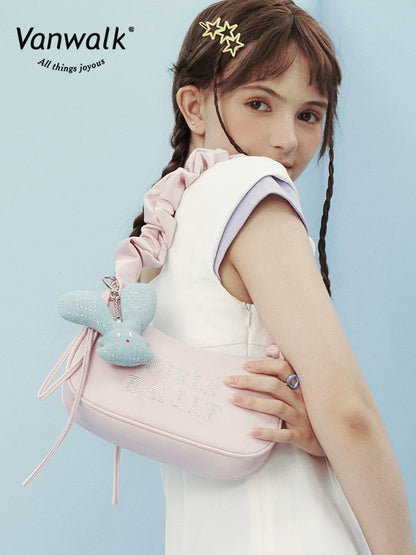 Ballet Style Ruffled Shoulder Hobo Bag