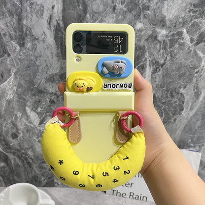 3D cat funny banana handle Samsung Galaxy Z Flip3/4 phone case