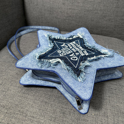 Y2k Embroidered Letter Tassel Star-shaped Backpack