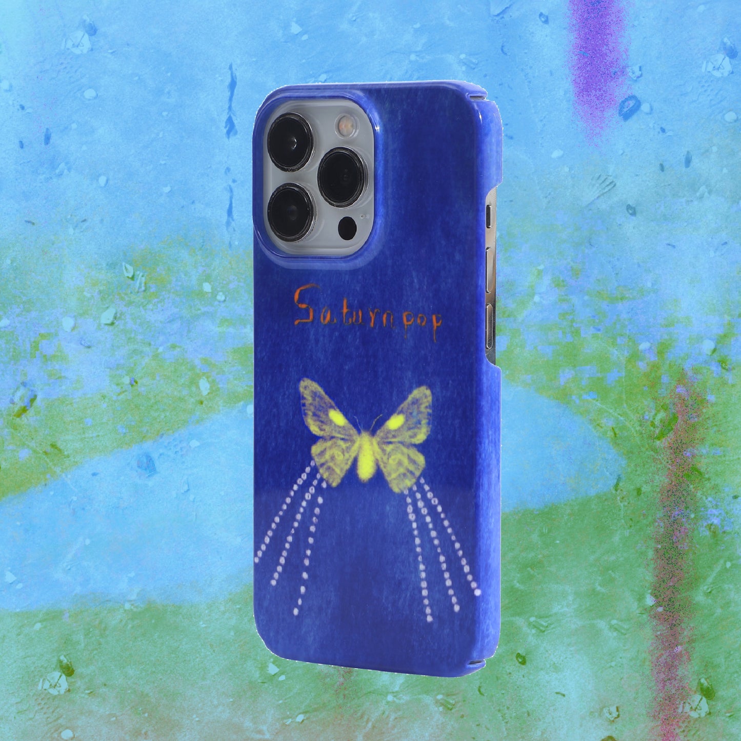 「Original」Retro klein blue oil painting pearl butterfly phone case