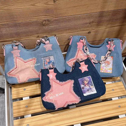 Y2k Pink Star Denim Ita-bag