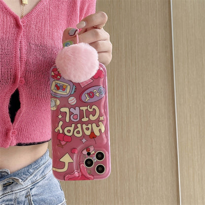 Pink happy girl phone case | iPhone Case | Three Fleas