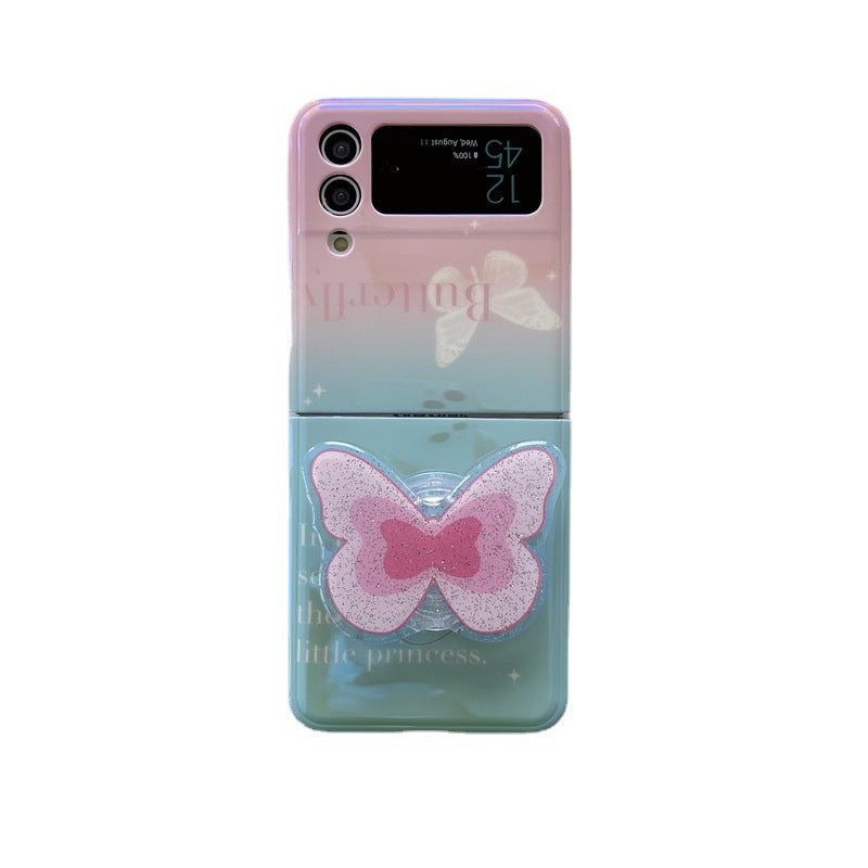 Pink Green Butterfly Galaxy Z Flip3/4 Phone Case