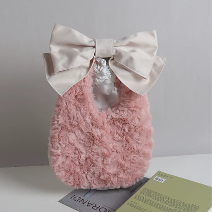 Fluffy Faux Fur Bow Handbag |  | Three Fleas