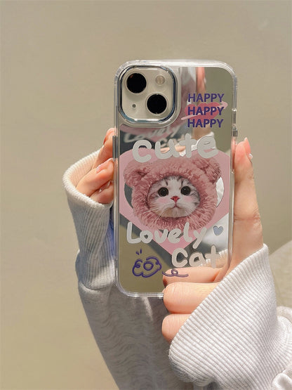 [ Meme Case ] Happy cute lovely cat mirror case