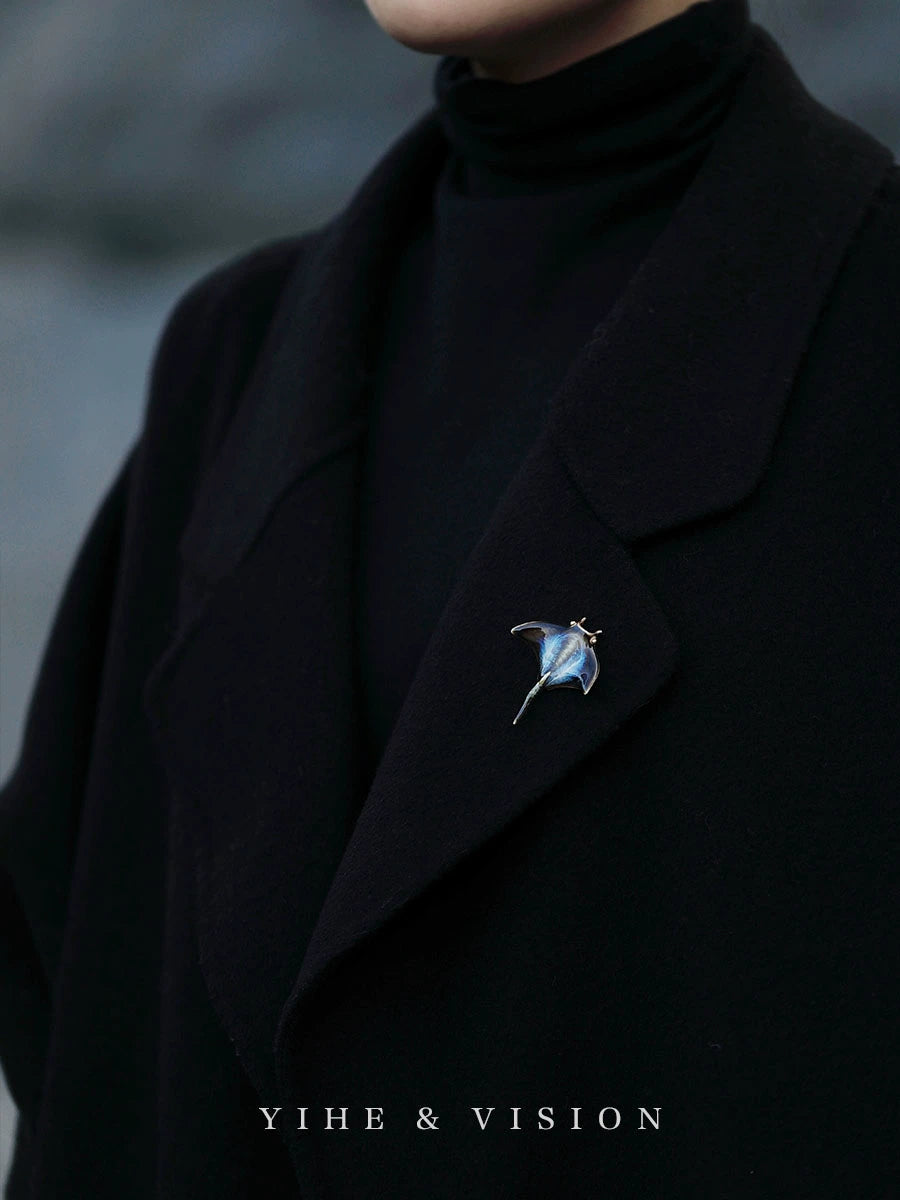 Handmade Ceramic Manta Brooch
