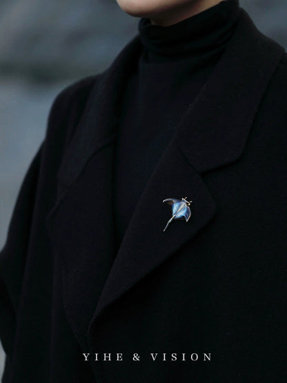 Handmade Ceramic Manta Brooch