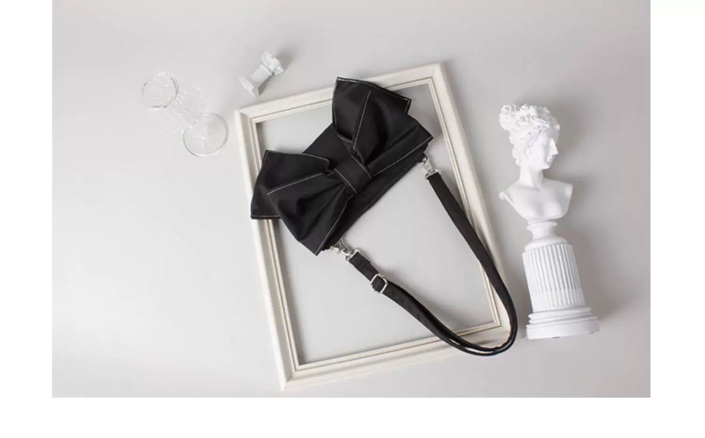 Black Bow Satin Shoulder Bag | Bag | Three Fleas