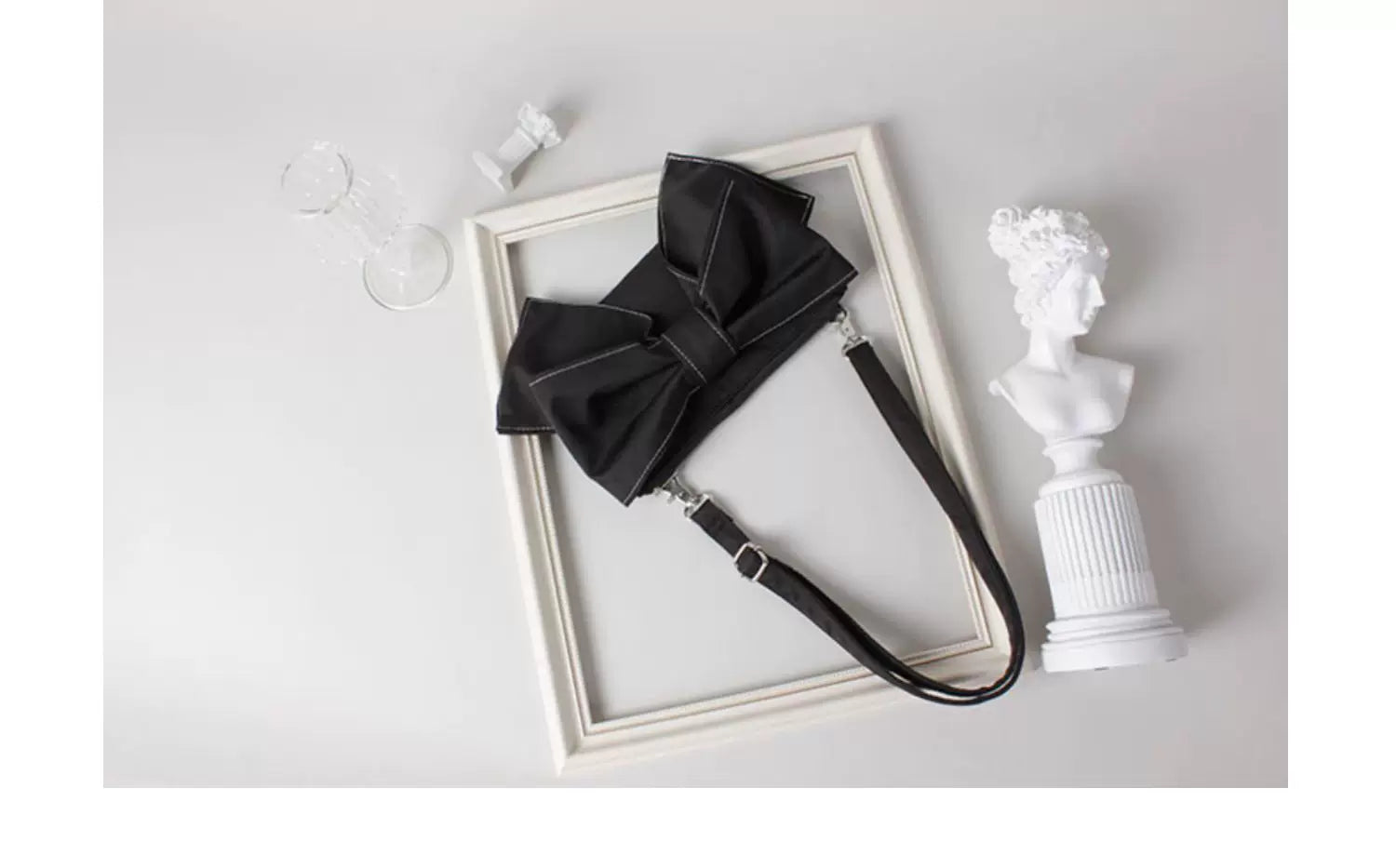 Black Bow Satin Shoulder Bag | Bag | Three Fleas