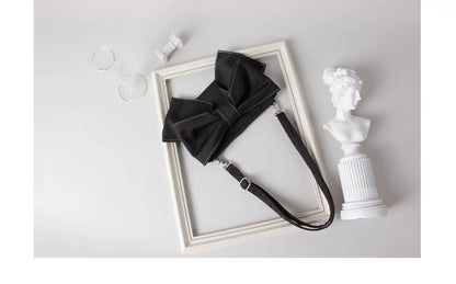 Black Bow Satin Shoulder Bag | Bag | Three Fleas