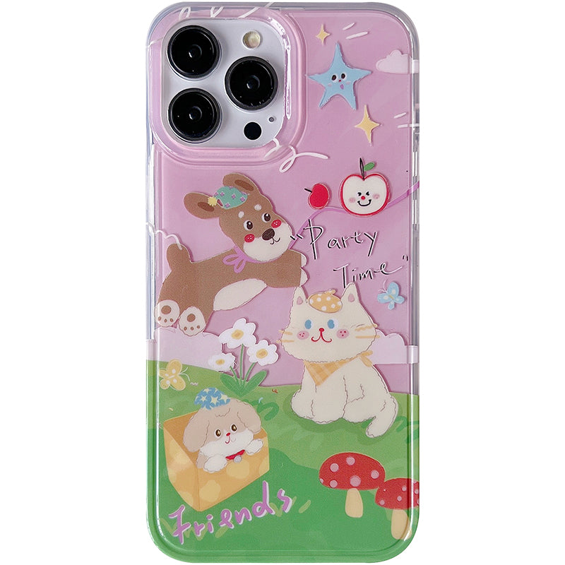 Happy with my cat and dog friend phone case