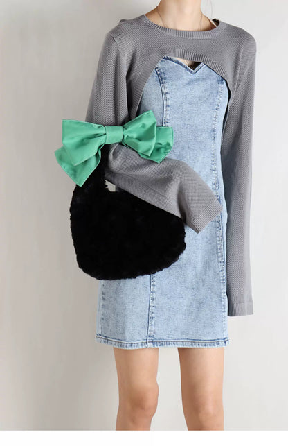 Fluffy Faux Fur Bow Handbag |  | Three Fleas