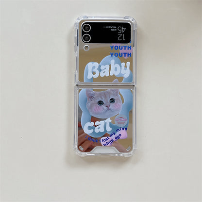 [ Meme Case ] Baby cat lucky dog Samsung Galaxy Z Flip3/4 mirror case