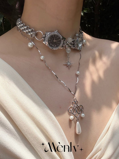Clock Star Pearl Choker
