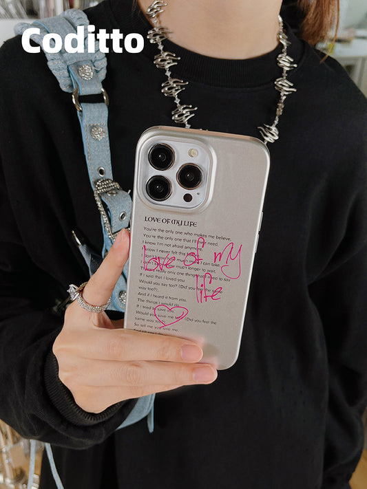 Love Is My Life Silver Pink Letters Phone Case