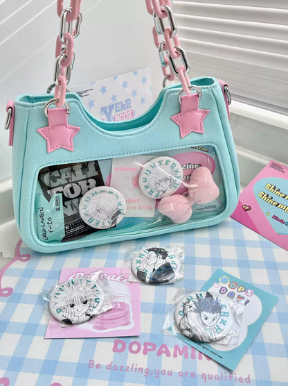 Y2k Pink Star Denim Ita-bag