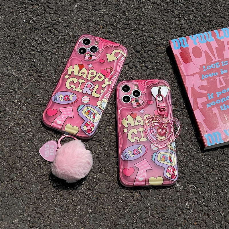 Pink happy girl phone case