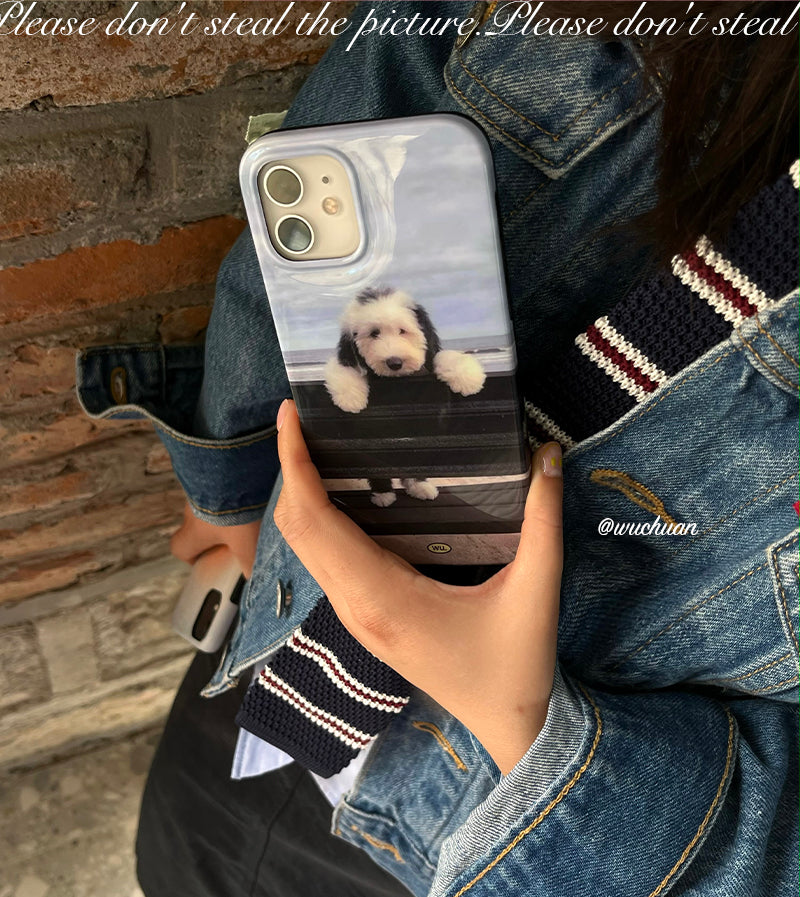 Watching The Sea Puppy Print Phone Case