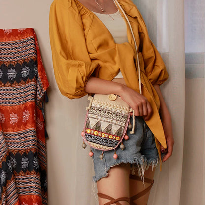 Boho Geometric Embroidered Crossbody Bag
