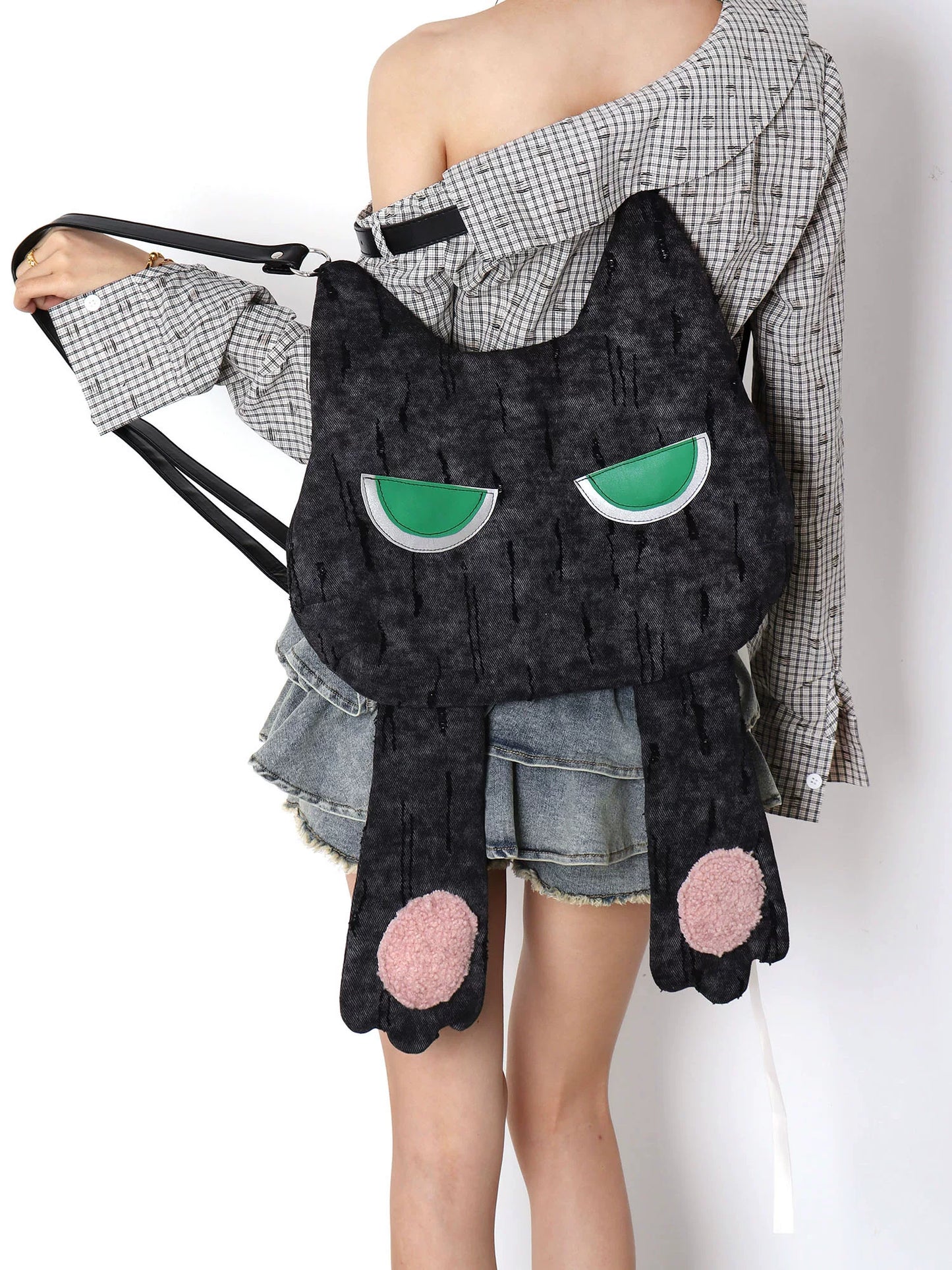Grumpy Black Cat Convertible Backpack | Bag | Three Fleas