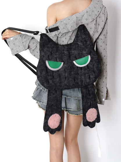 Grumpy Black Cat Convertible Backpack | Bag | Three Fleas