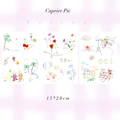 Original Design Coconut Tree Puppy Waterproof Temporary Tattoo Stickers Set