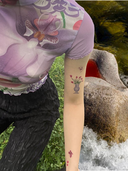 Original Design Flower Butterfly Waterproof Temporary Tattoo Stickers Set