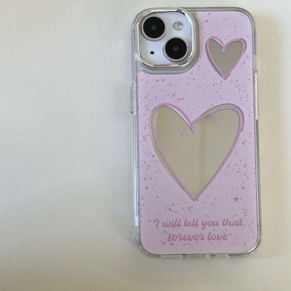 Pink heart mirror phone case