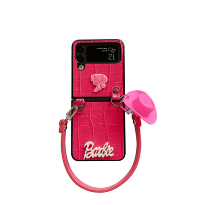 Pink faux leather Galaxy Z-Flip3/4 phone case