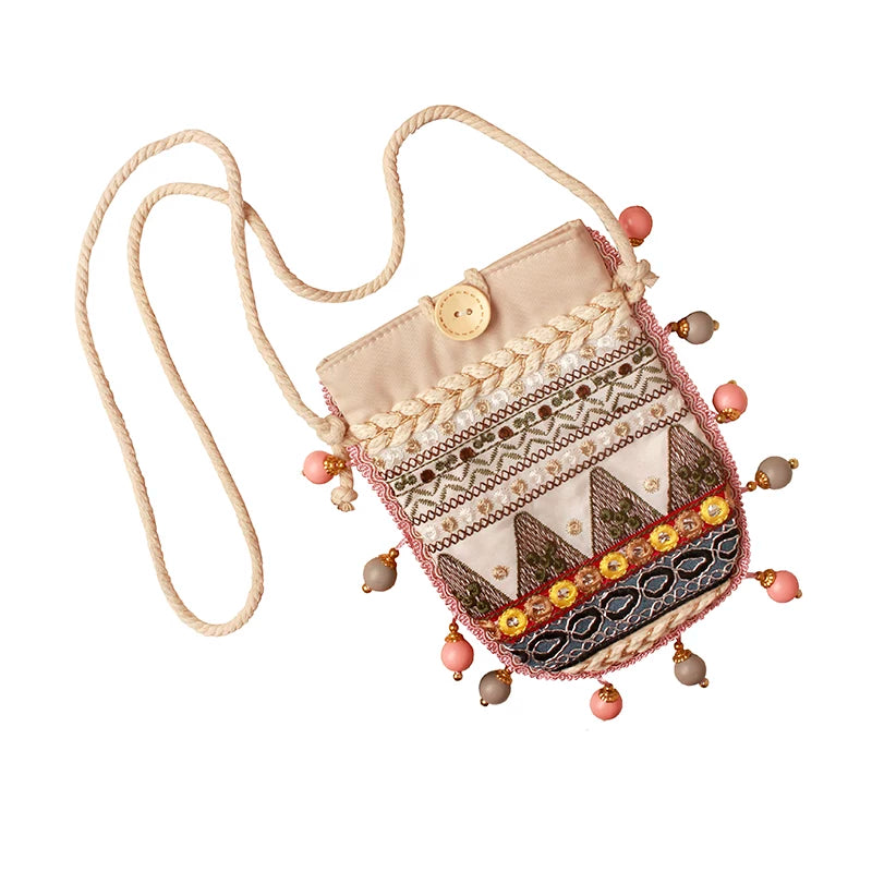 Boho Geometric Embroidered Crossbody Bag