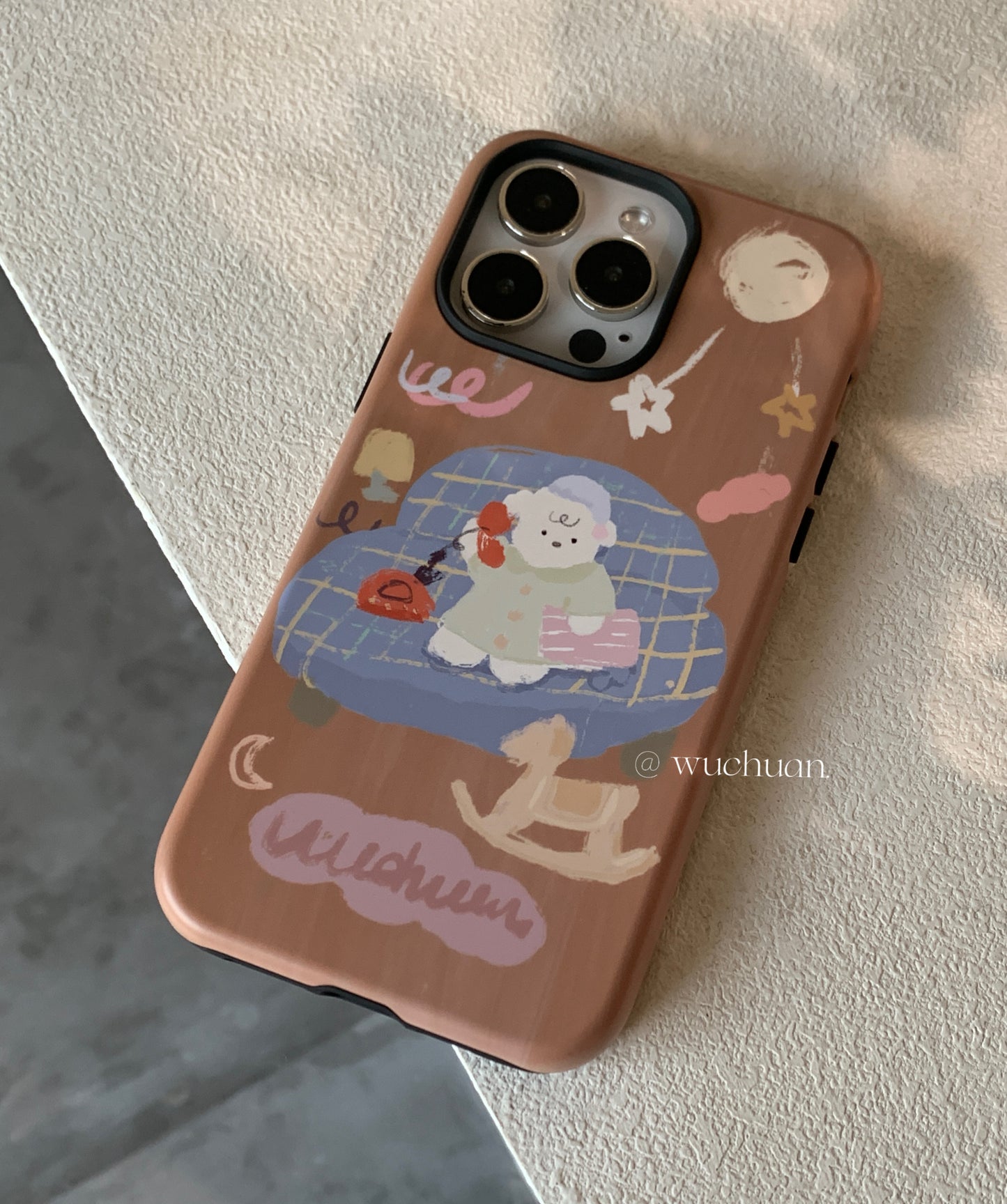 Childish Sheep Calling Sketch Double Layer Phone Case