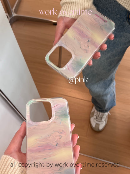 Colorful River Phone Case with Natural Stone Stand