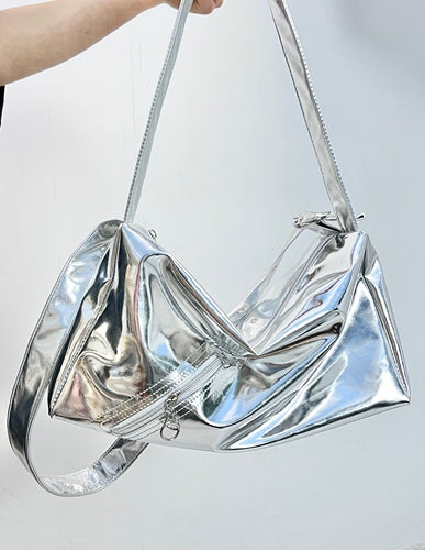 Y2k Simple Silver Shoulder Bag