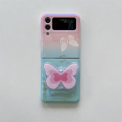 Pink Green Butterfly Galaxy Z Flip3/4 Phone Case