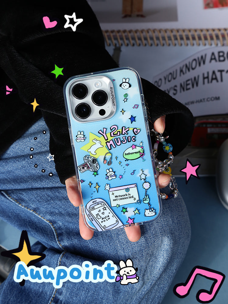 Y2k Rabbit Stars Print Blue Phone Case