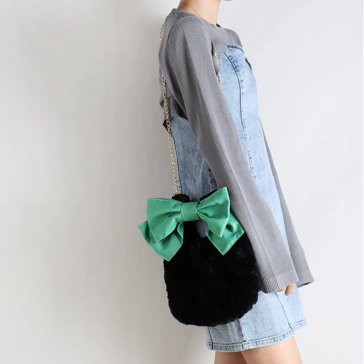Fluffy Faux Fur Bow Handbag |  | Three Fleas