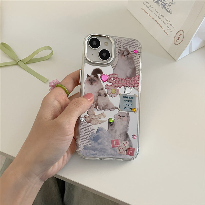 [ Meme Case ] Smile cat and dog mirror phone case | phone accessories | Three Fleas