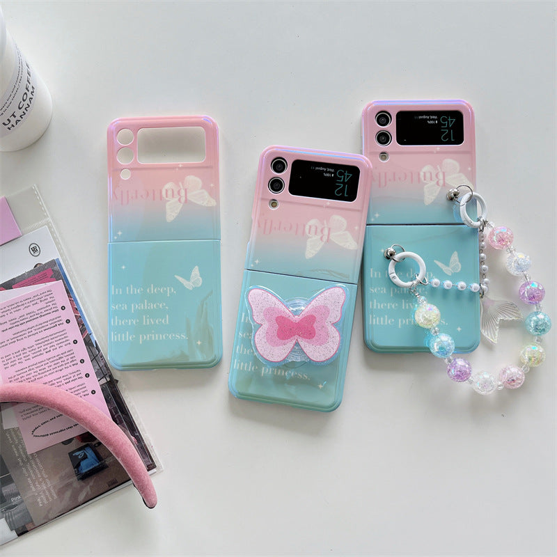 Pink Green Butterfly Galaxy Z Flip3/4 Phone Case