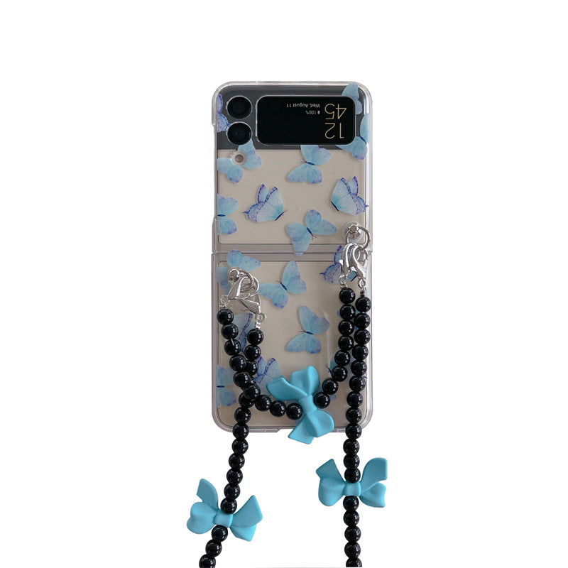 Blue butterfly Galaxy Z-Flip3/4 clear case