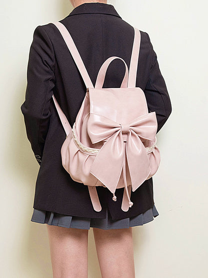 Retro Brown Lace-up Bow Backpack
